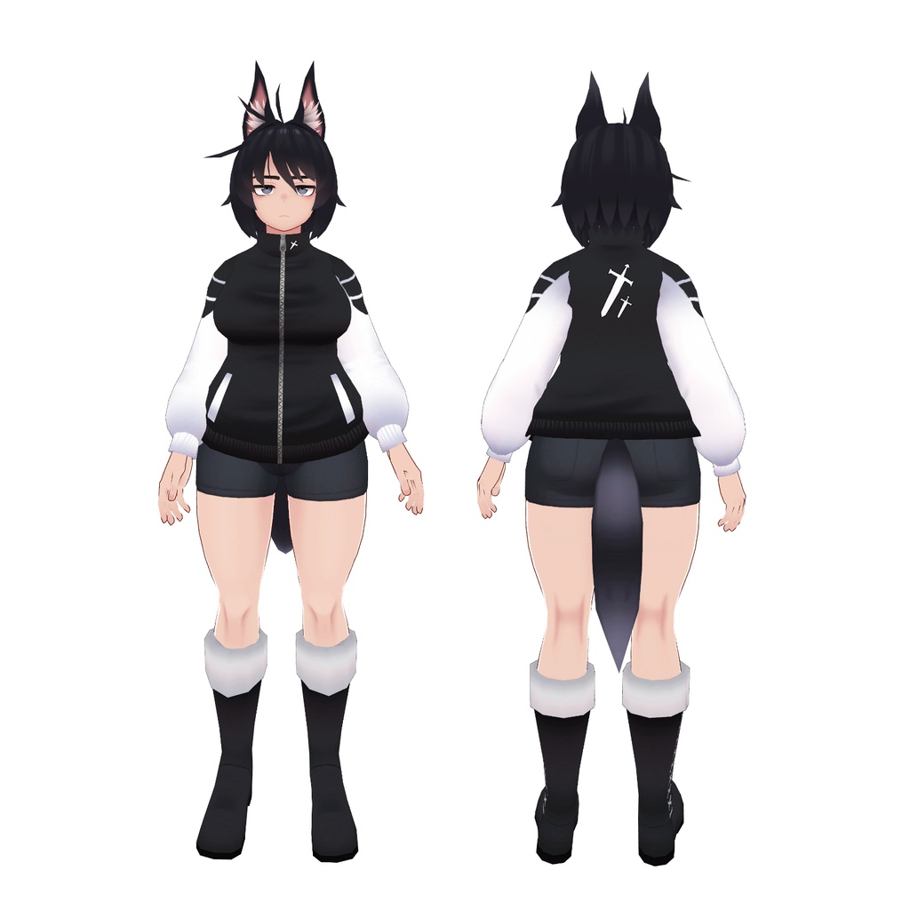 VRchat向けオリジナル3Dモデル 「こくろ」