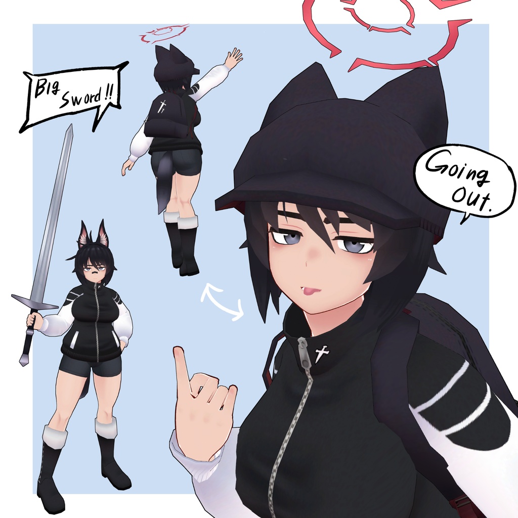 VRchat向けオリジナル3Dモデル 「こくろ」