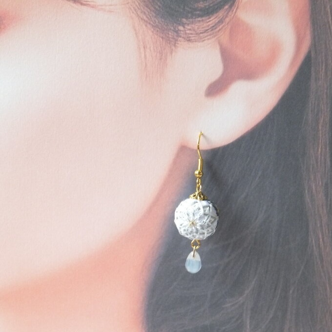 加賀てまり 鶴丸国永モチーフ*手毬耳飾り