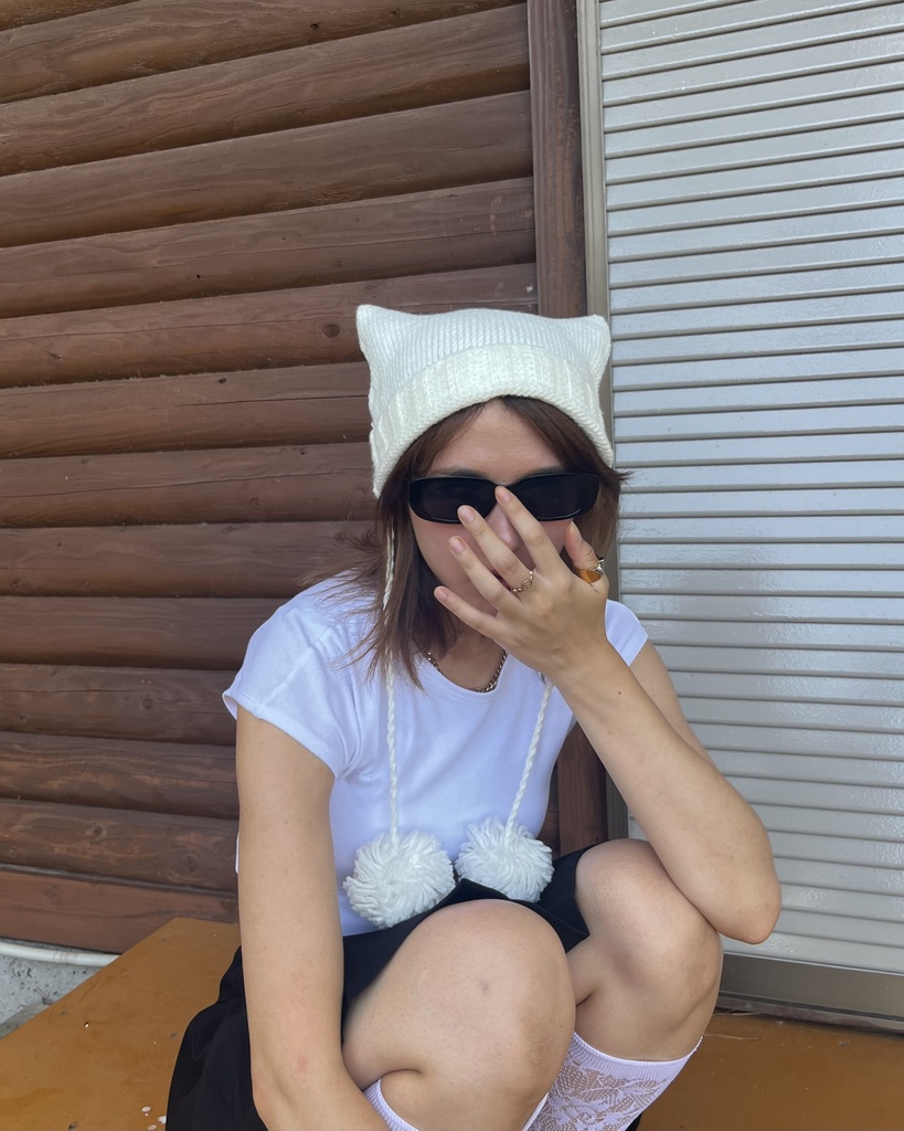 猫耳ニット帽【WHITE】