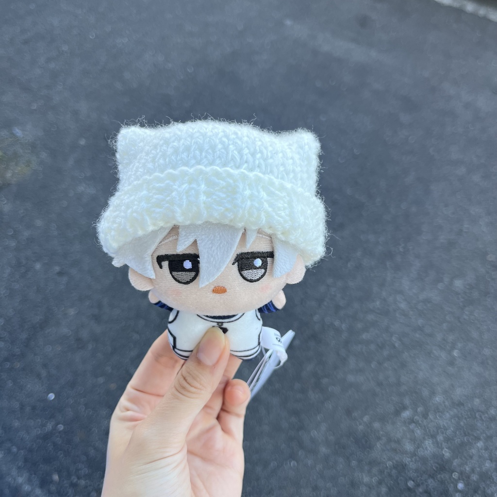 【13cm用】ちびぐるみ猫耳風ニット帽【黒&白】