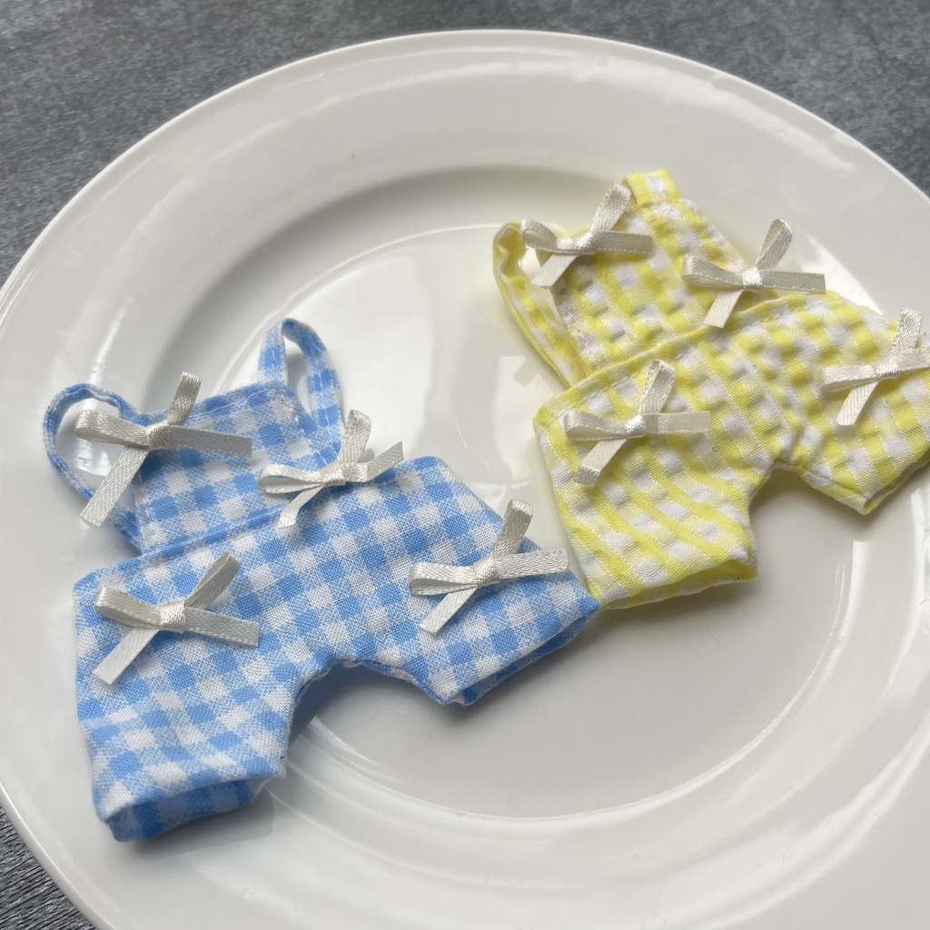 リボン×チェック×サロペット