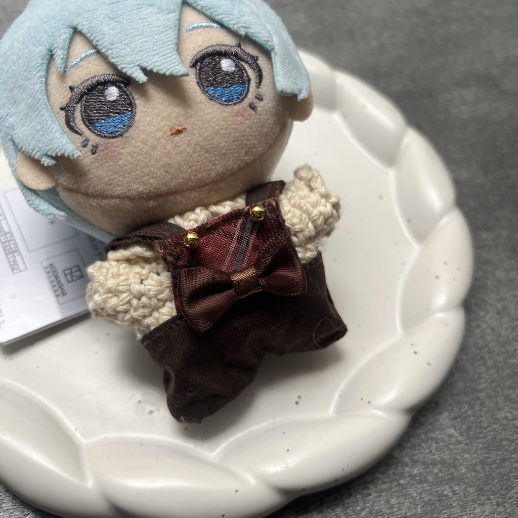 【ちびぐるみ用】茶色チェックのオーバーオールコーデ