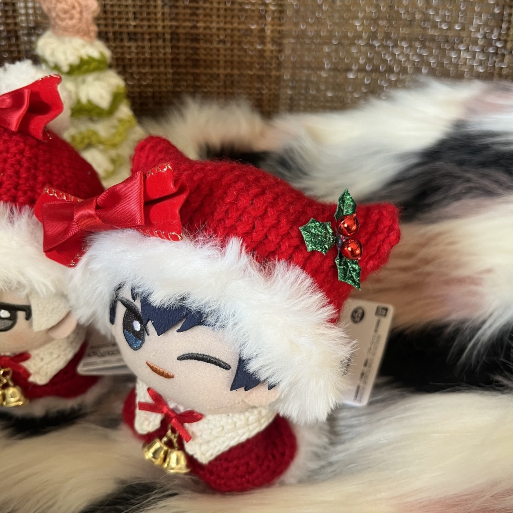 【ちびぐるみ用】猫耳風クリスマス帽子