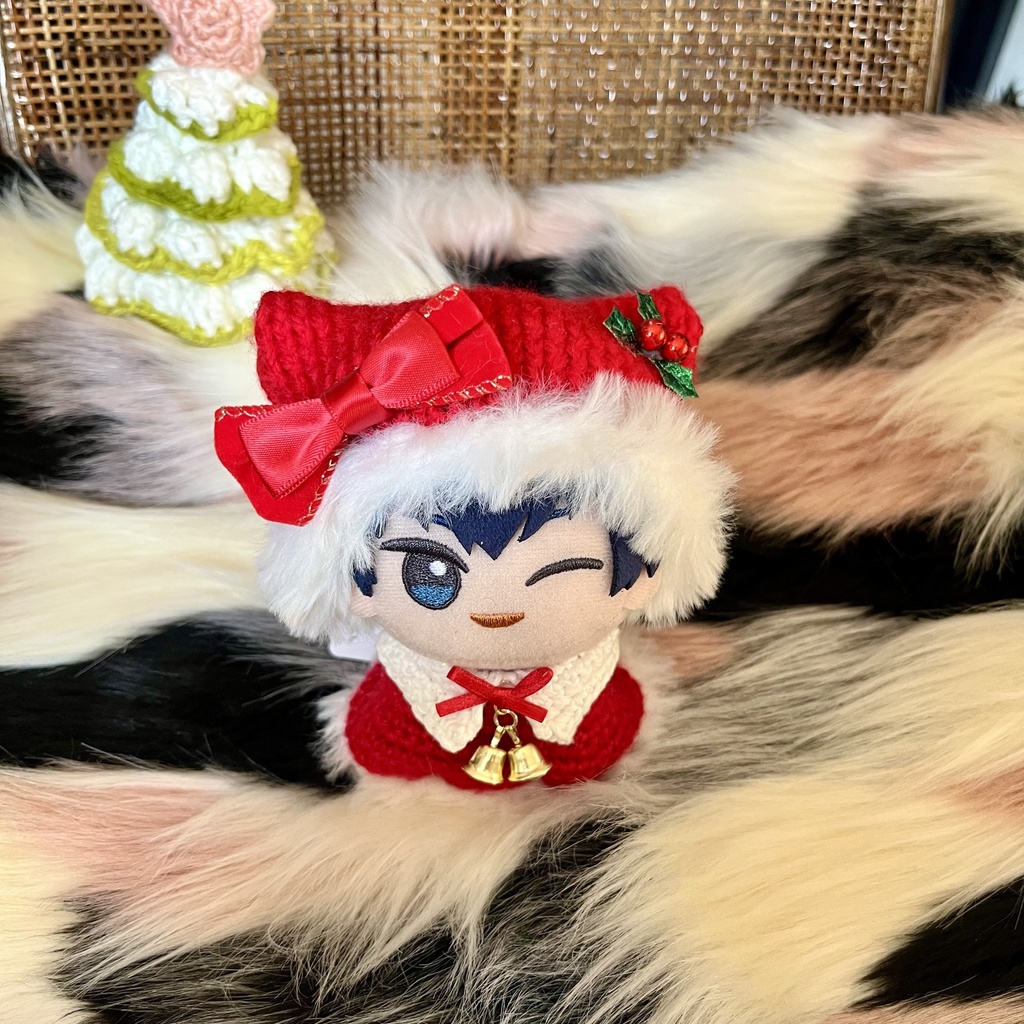 【ちびぐるみ用】猫耳風クリスマス帽子