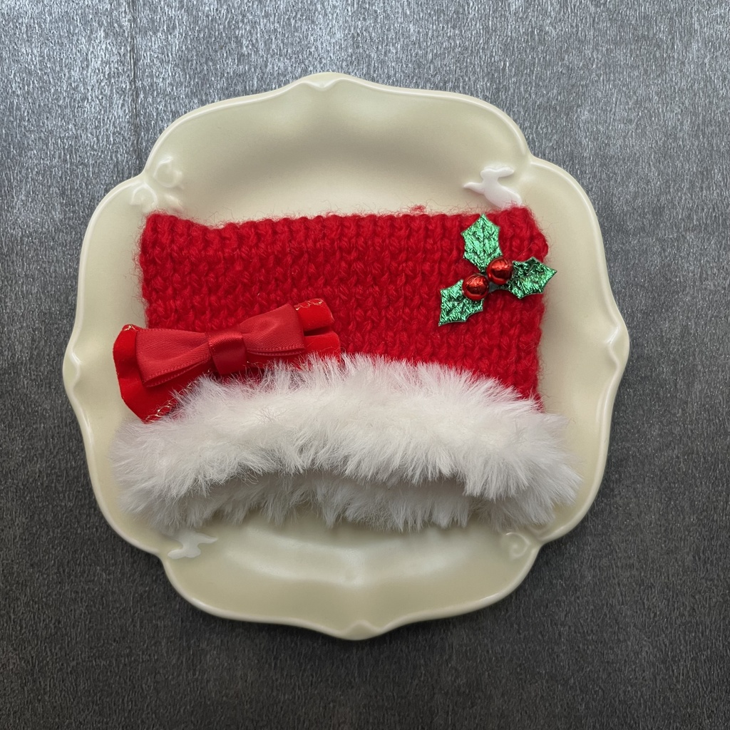 【ちびぐるみ用】猫耳風クリスマス帽子