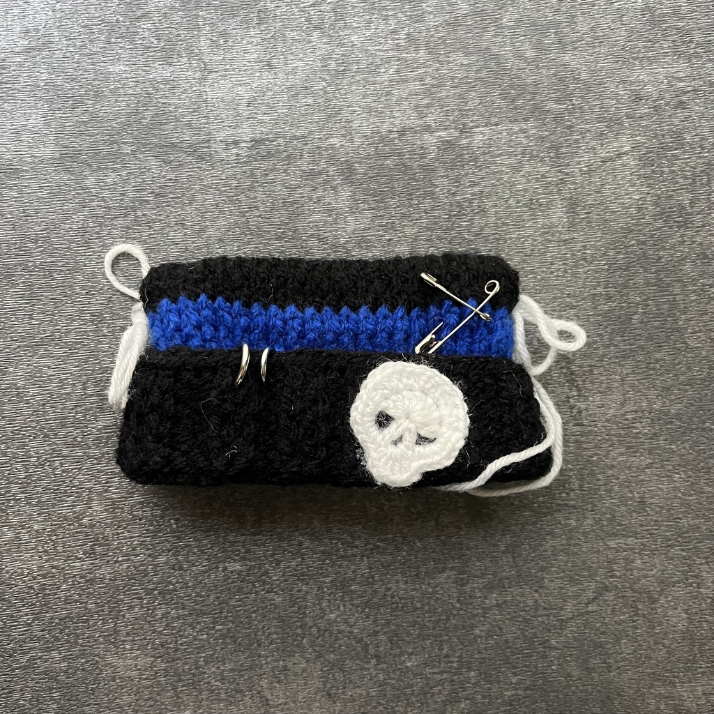 【ちびぐるみ用】ドクロニット帽【青】