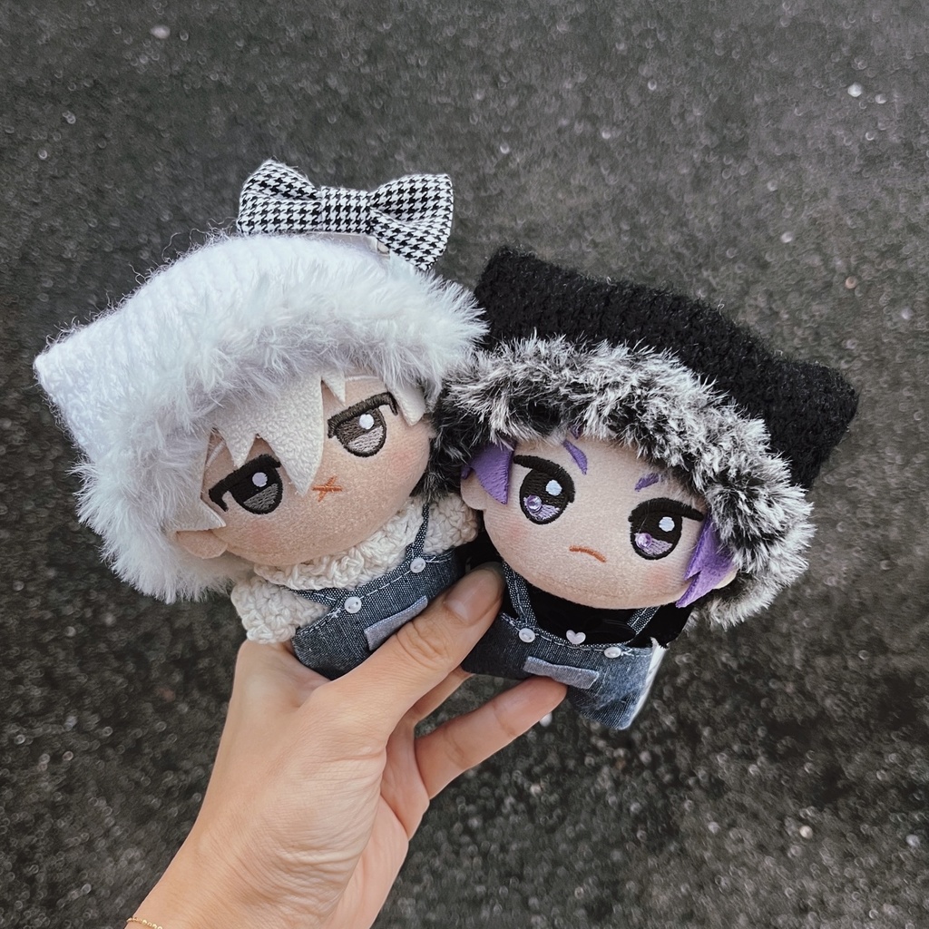 【黒】モコモコ猫耳風ニット帽【ちびぐるみ用】