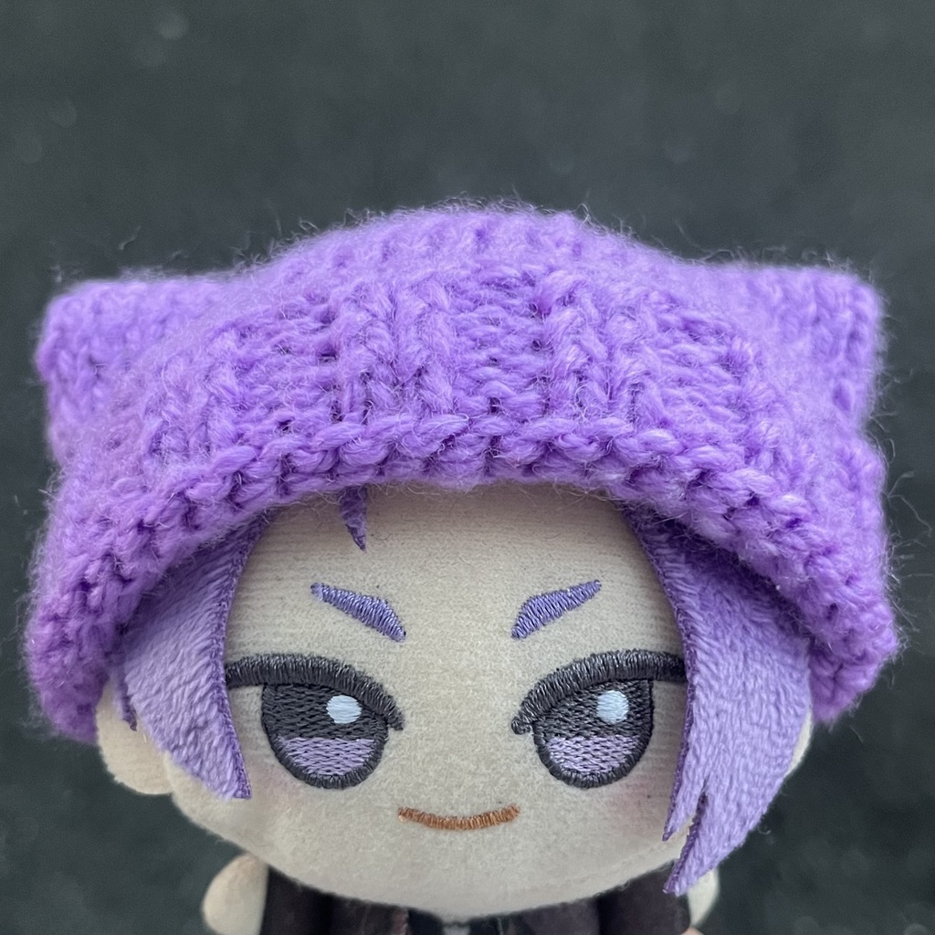 【ちびぐるみ用】猫耳風ニット帽【紫】