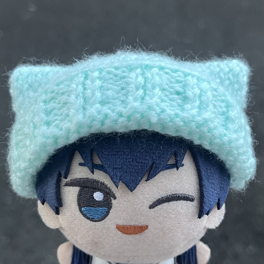 【ちびぐるみ用】猫耳風ニット帽【ミント】