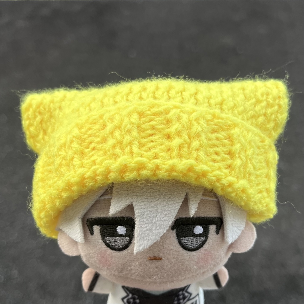 【ちびぐるみ用】猫耳風ニット帽【黄色】