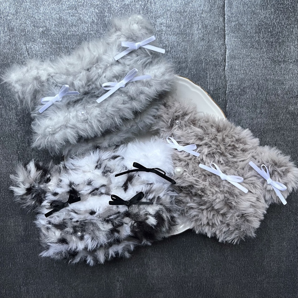 【ちびぐるみ用】モコモコ＋リボン＋パール帽子