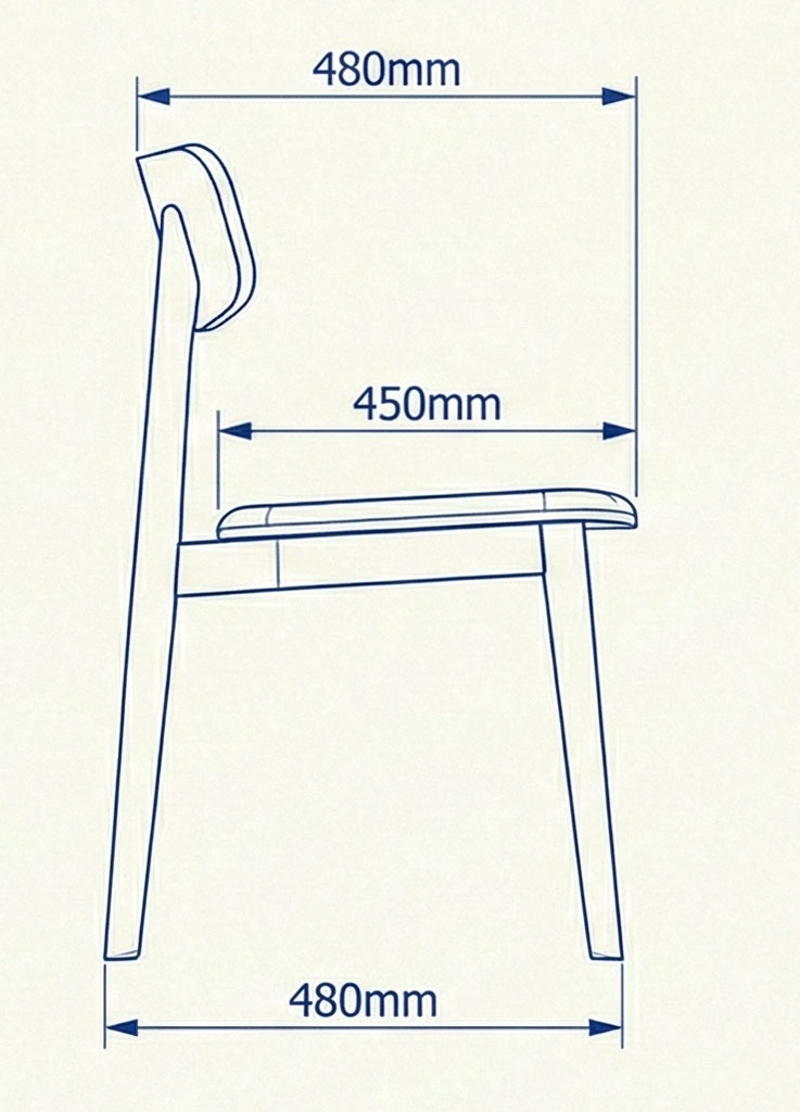 3DCADモデリング用下絵画像|北欧風シンプルチェア