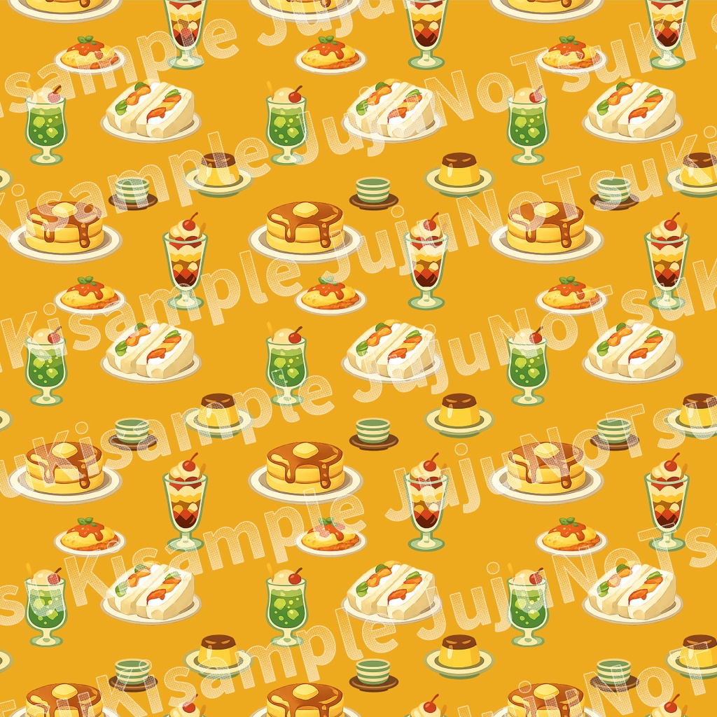 喫茶おやつ日和|Retro Café Collection デジタルペーパー&封筒データ 5色セット