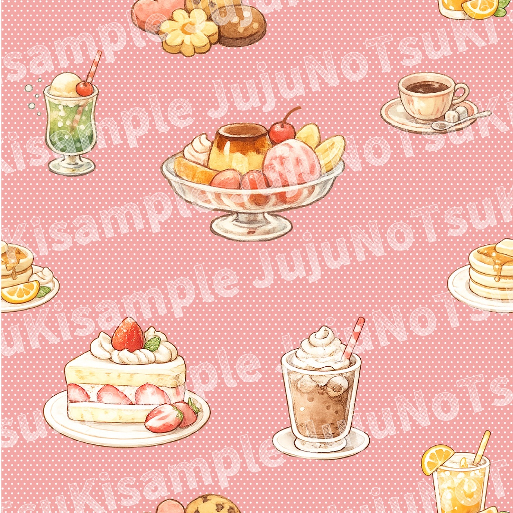喫茶おやつ日和2|Retro Café Collection2 レトロ喫茶の壁紙データ 5色セット
