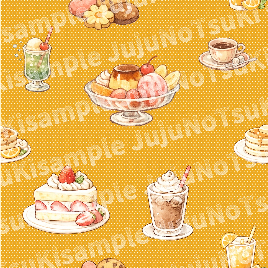 喫茶おやつ日和2|Retro Café Collection2 レトロ喫茶の壁紙データ 5色セット