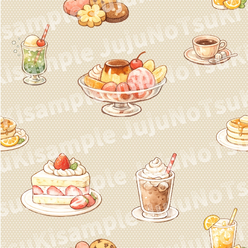 喫茶おやつ日和2|Retro Café Collection2 レトロ喫茶の壁紙データ 5色セット