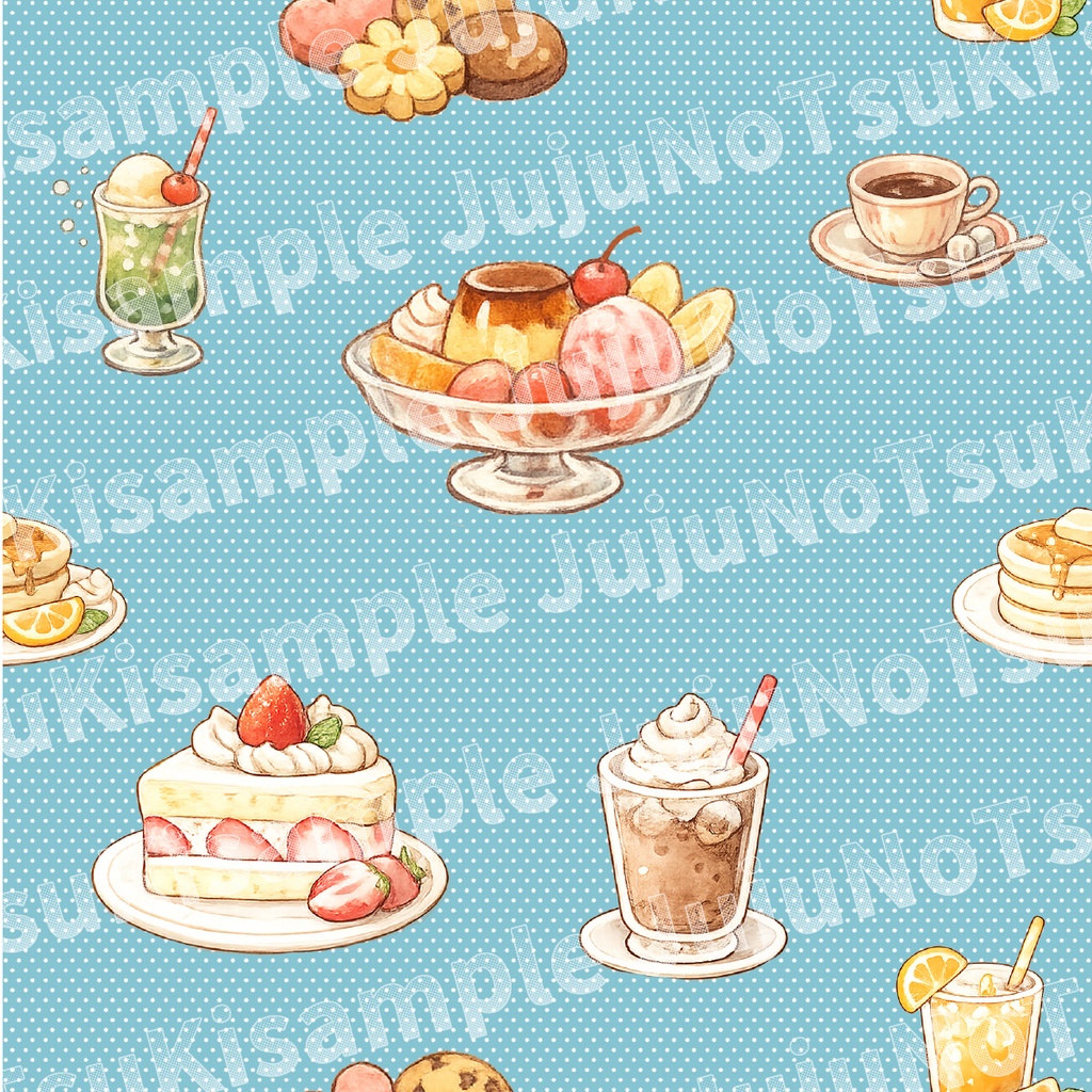喫茶おやつ日和2|Retro Café Collection2 レトロ喫茶の壁紙データ 5色セット