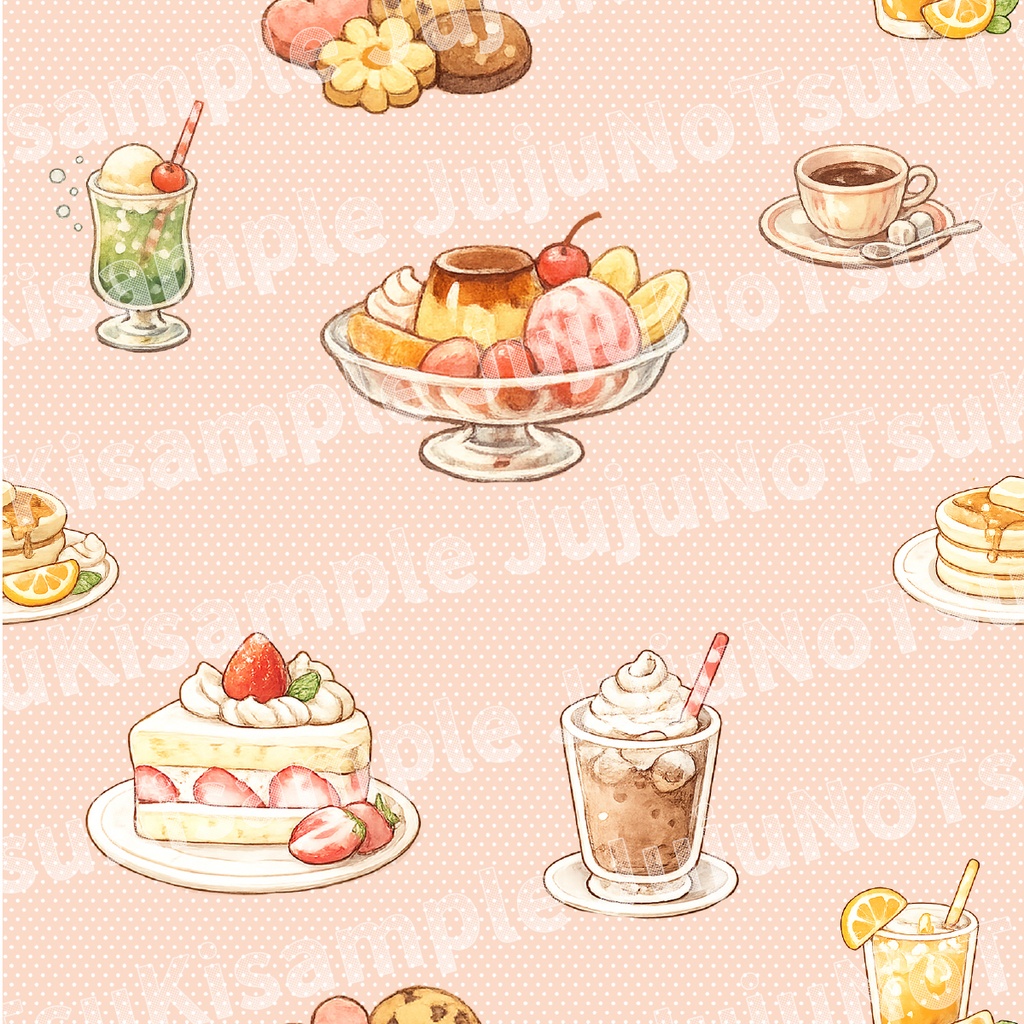 喫茶おやつ日和2|Retro Café Collection2 レトロ喫茶の壁紙データ 5色セット