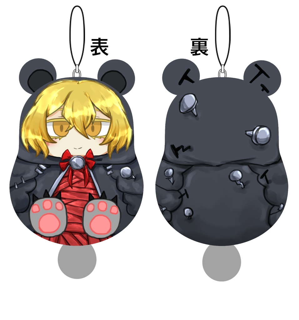 【ぷにぷにクッション】呪いの釘シンクレア・狐雨イサン 耳と尻尾つきクッション【キーホルダー】