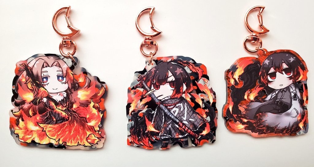 【アクリルキーホルダー】4本目のマッチの火 E.G.O【水風船・朱色アクリル】