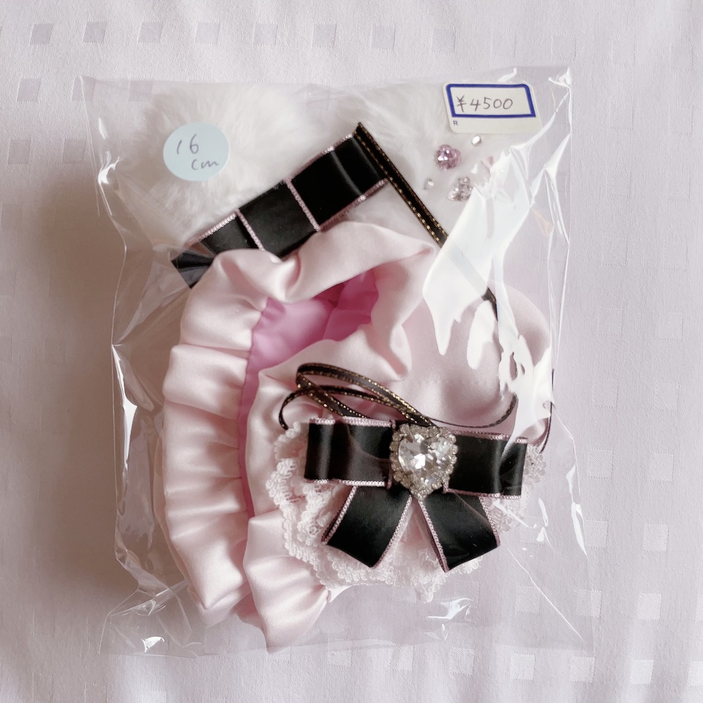 一点物うさ耳ボンネット(16cm)