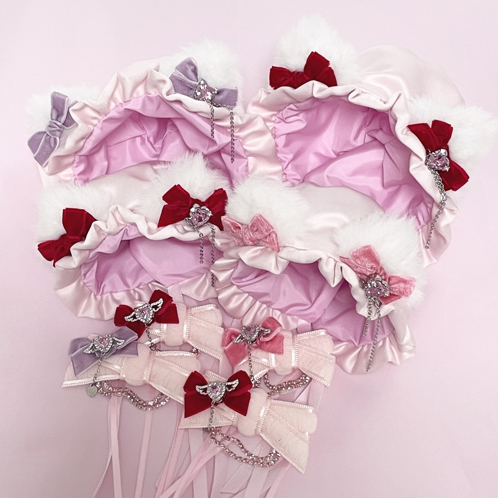 pink kitty bonnet set