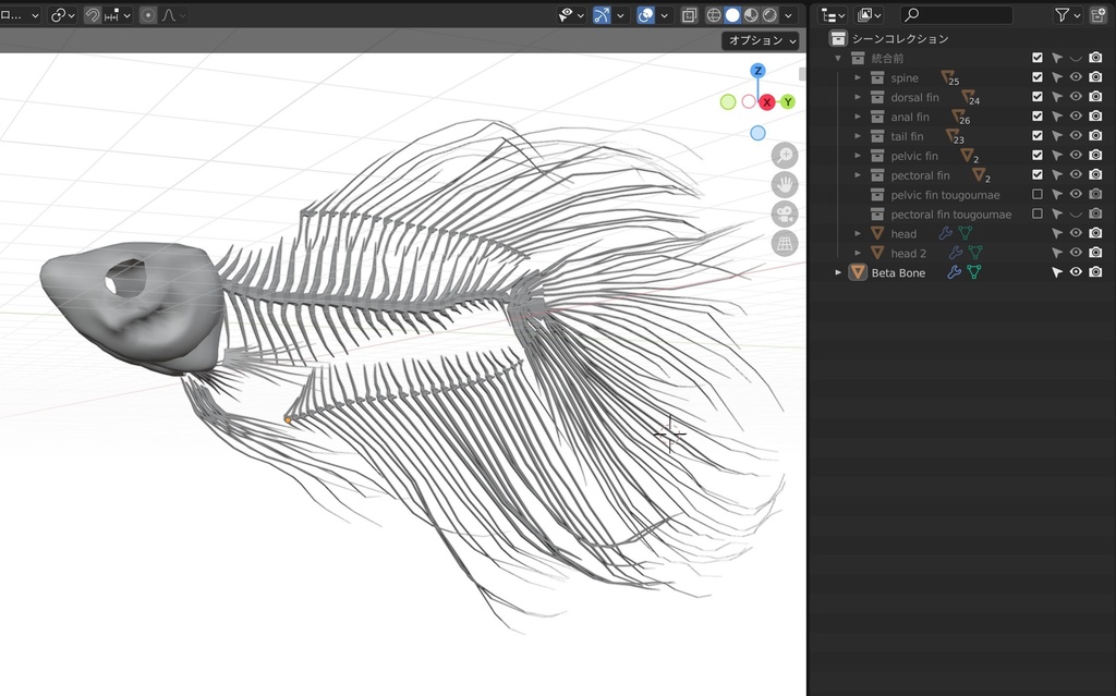 3Dモデル「魚骨(熱帯魚 ベタ)」