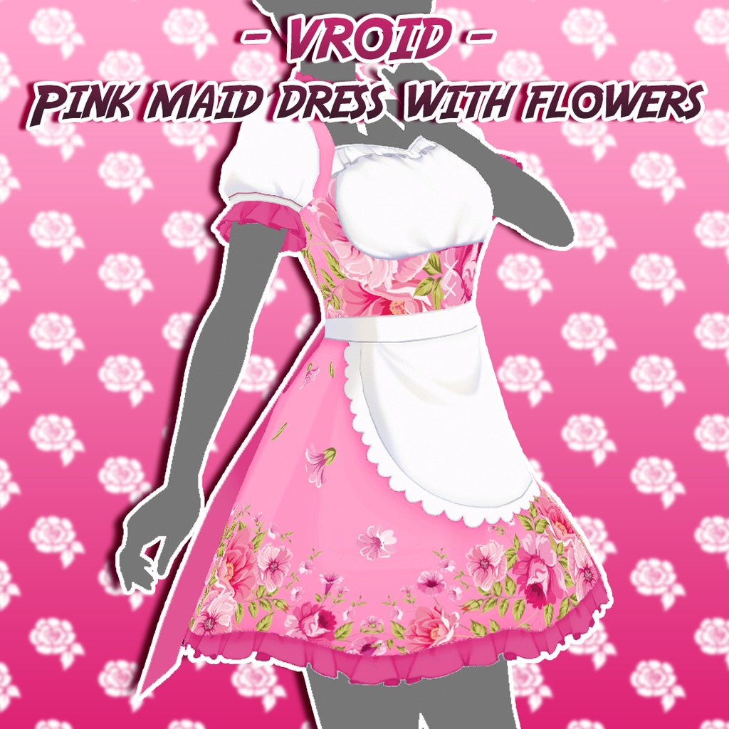 【VRoid】Pink Maid Dress with Flowers