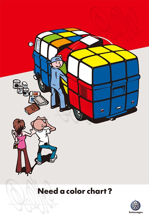 VW fake AD series 1 : Need a color chart? (A3ポスター)