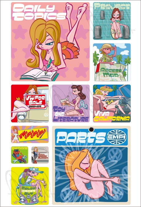 VW Pin-Up Girls Girls Girls (A3ポスター)