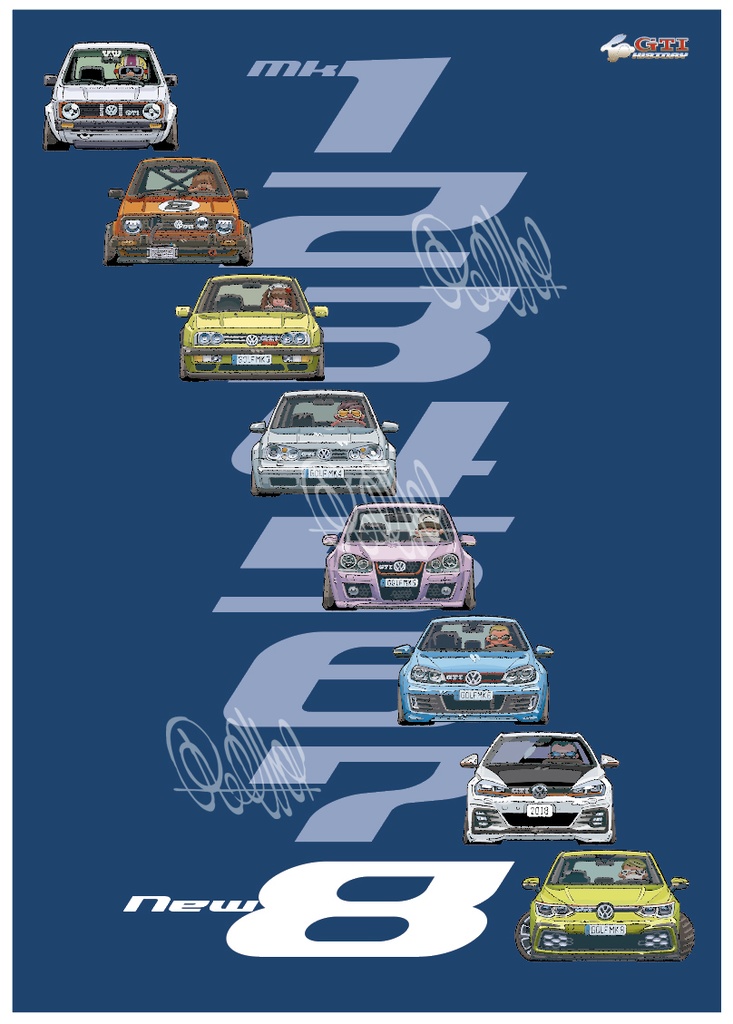 VW Golf GTI History (A3ポスター)