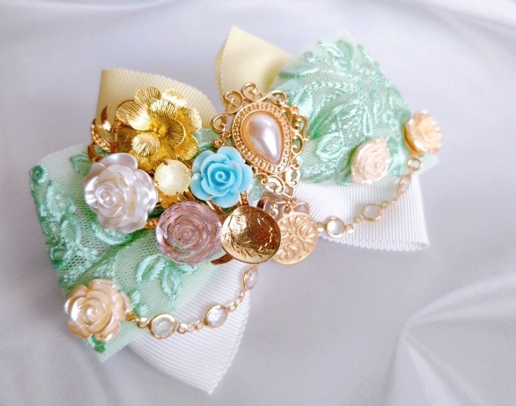 6/22 更新 非公式 第五人格 サバイバー インド刺繍リボン 大正浪漫風 リボンバレッタ