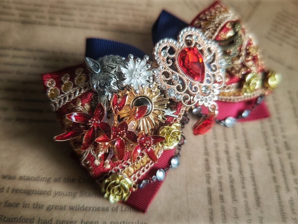 6/22 更新 非公式 第五人格 サバイバー インド刺繍リボン 大正浪漫風 リボンバレッタ