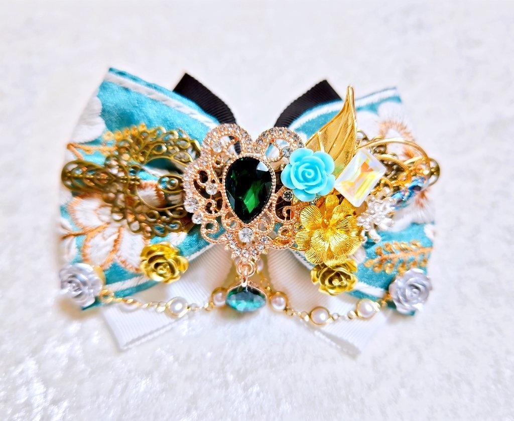 6/22 更新 非公式 第五人格 サバイバー インド刺繍リボン 大正浪漫風 リボンバレッタ