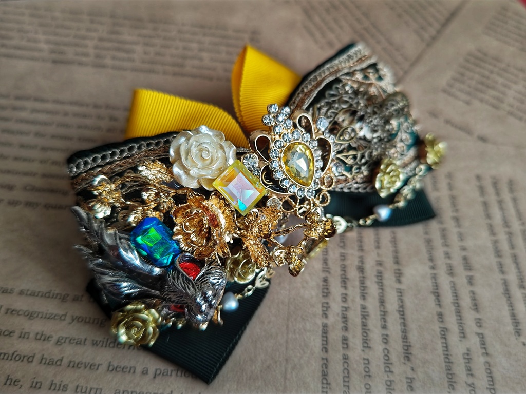 6/22 更新 非公式 第五人格 サバイバー インド刺繍リボン 大正浪漫風 リボンバレッタ