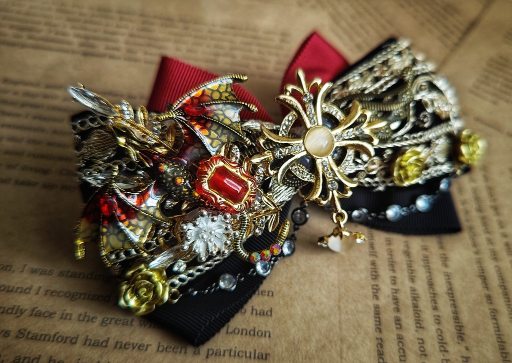 6/22 更新 非公式 第五人格 サバイバー インド刺繍リボン 大正浪漫風 リボンバレッタ