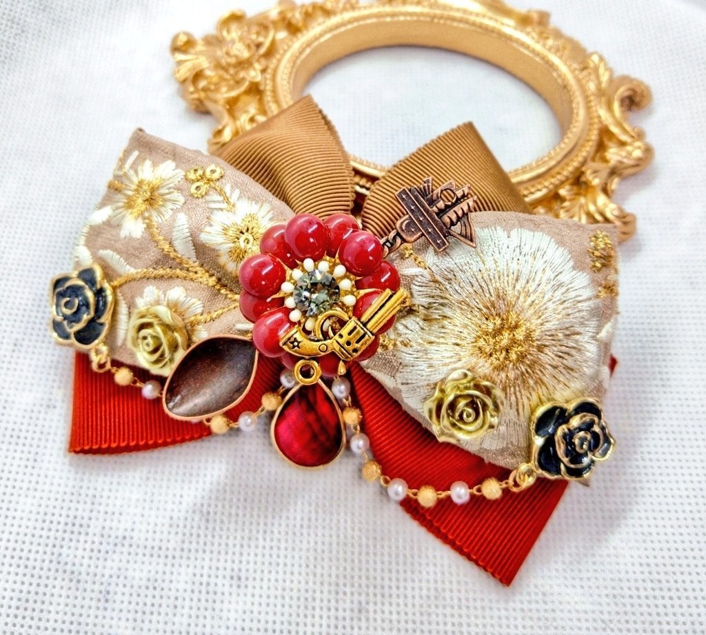 6/22 更新 非公式 第五人格 サバイバー インド刺繍リボン 大正浪漫風 リボンバレッタ