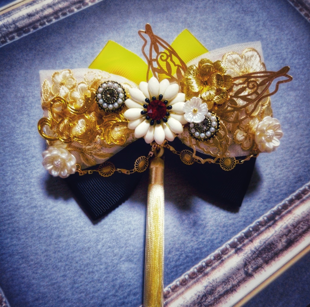 11/17 非公式 第五人格 ハンター インド刺繍リボン 大正浪漫風 リボンバレッタ