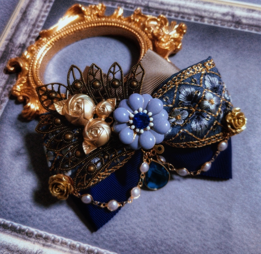 11/17 非公式 第五人格 ハンター インド刺繍リボン 大正浪漫風 リボンバレッタ