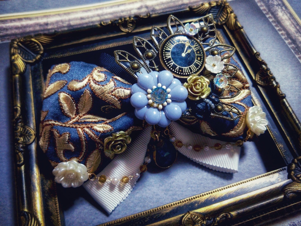 11/17 非公式 第五人格 ハンター インド刺繍リボン 大正浪漫風 リボンバレッタ