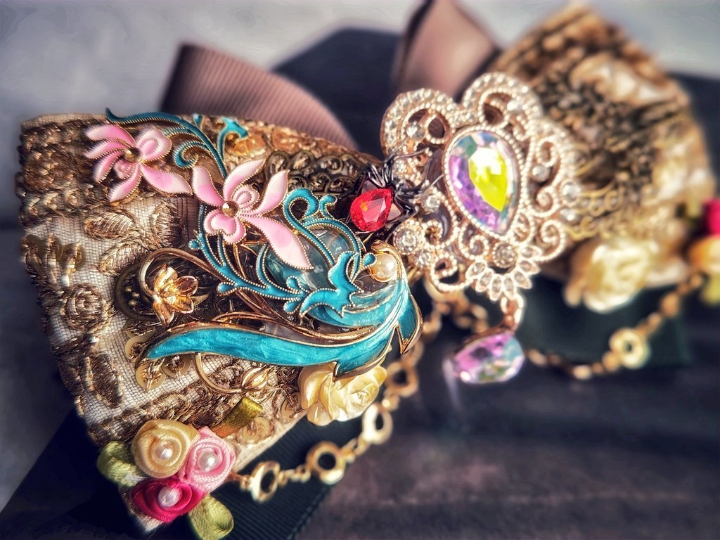 11/17 非公式 第五人格 ハンター インド刺繍リボン 大正浪漫風 リボンバレッタ