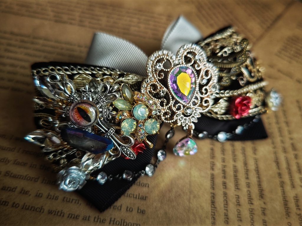 11/17 非公式 第五人格 ハンター インド刺繍リボン 大正浪漫風 リボンバレッタ