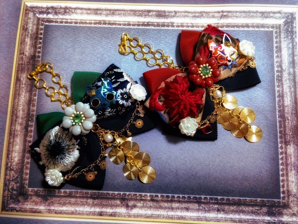 非公式　第五人格　白黒無常　血滴子　お狐　大正浪漫風リボンアクセサリー