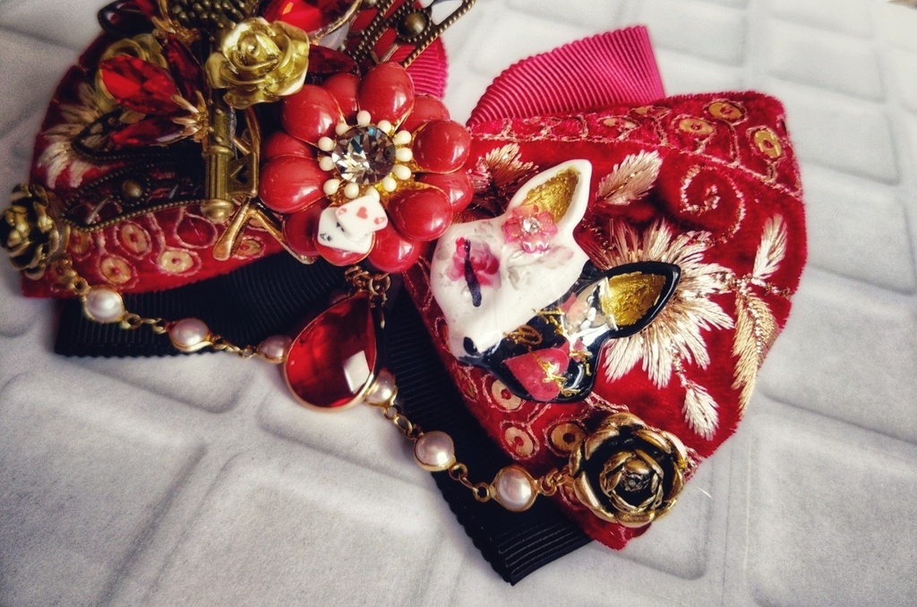 1次創作 オリジナル 不思議の国のアリス ハートの女王 大正浪漫風リボンバレッタ