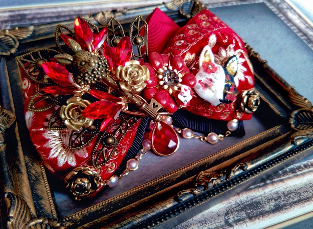 1次創作 オリジナル 不思議の国のアリス ハートの女王 大正浪漫風リボンバレッタ