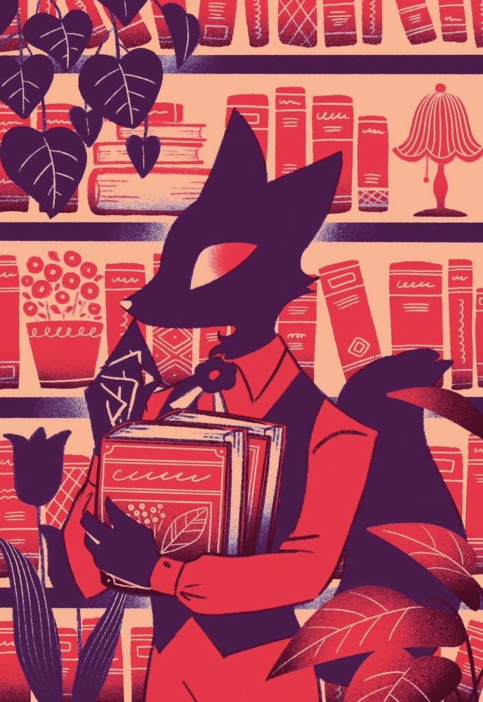 リソグラフきつねポストカード(お店屋さん)