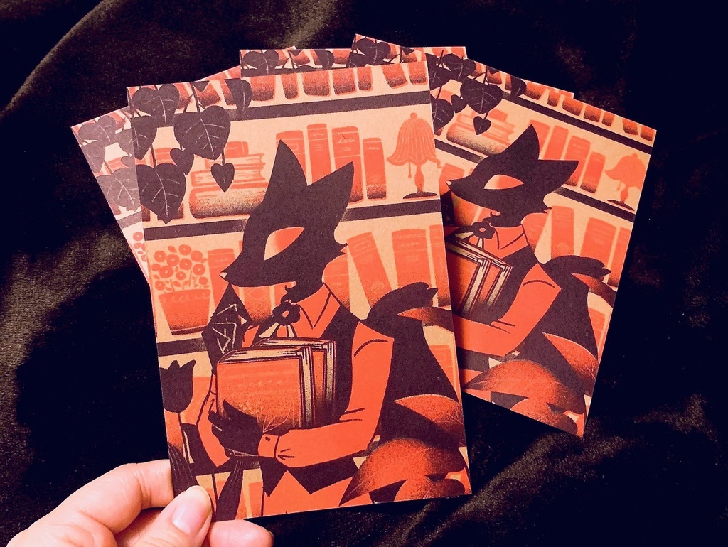 リソグラフきつねポストカード(お店屋さん)