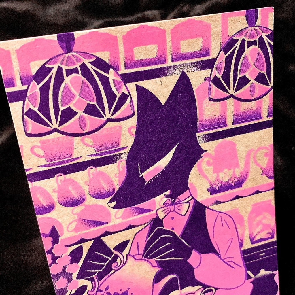 リソグラフきつねポストカード(お店屋さん)