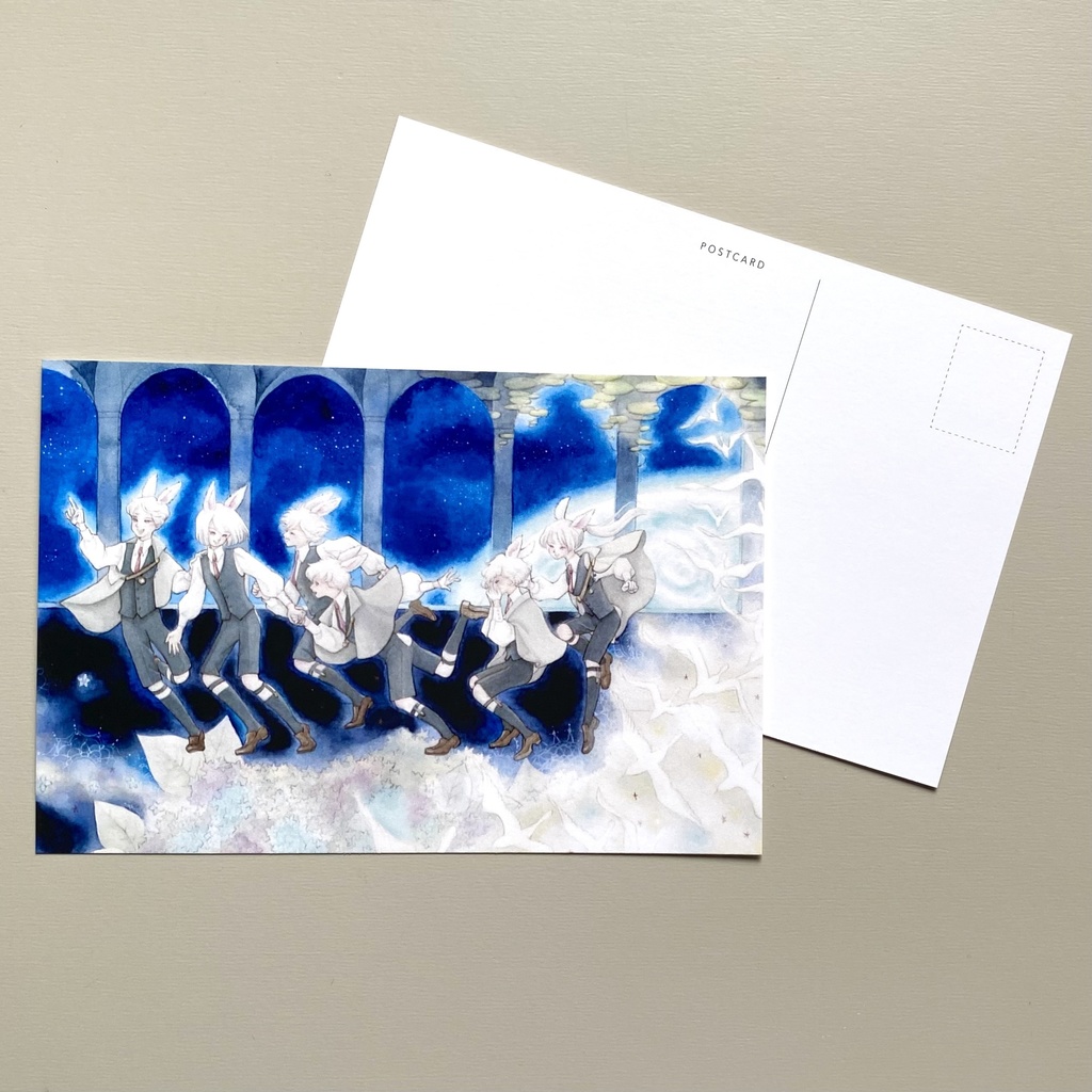 ポストカード 少年うさぎたち